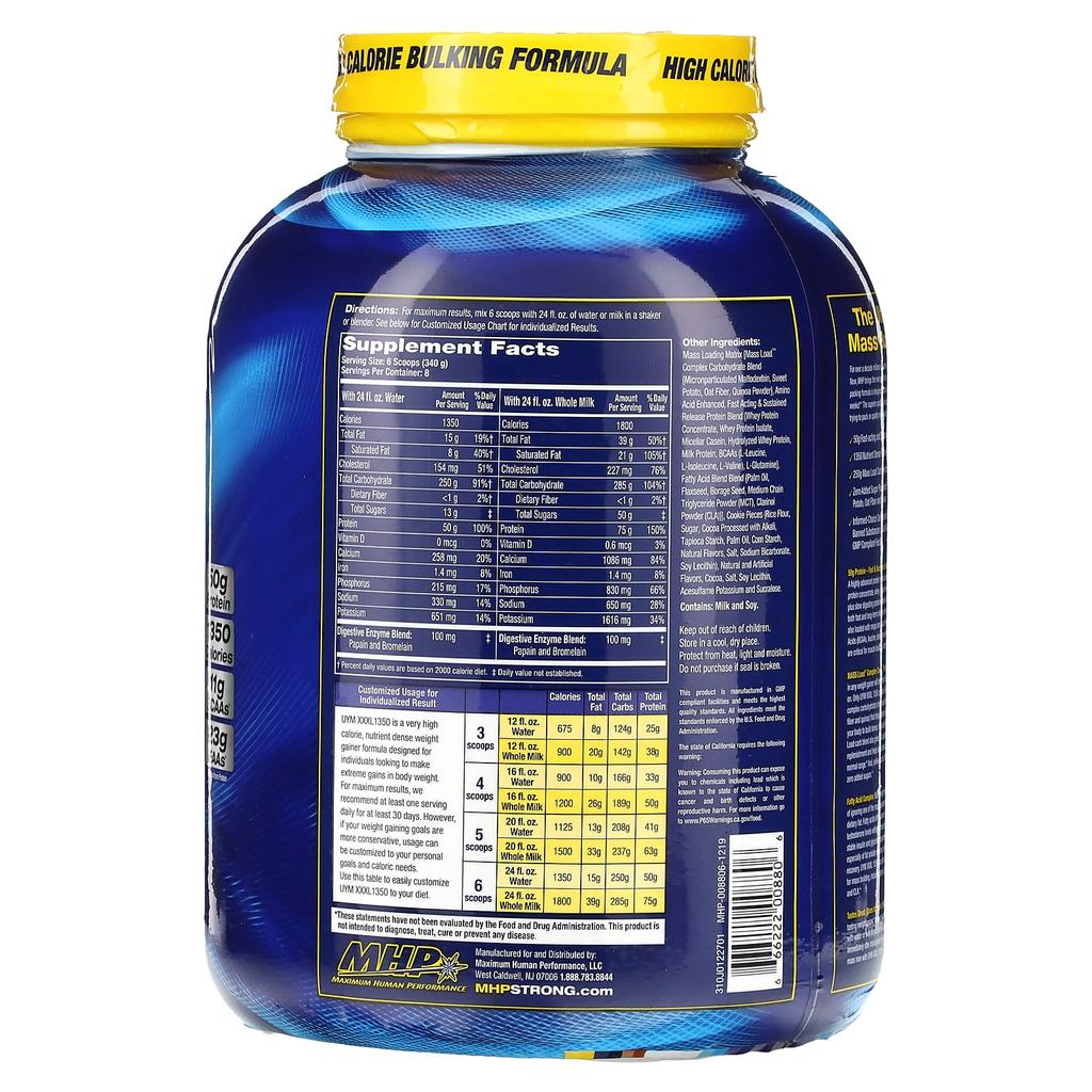 MHP, Up Your Mass XXXL 1350, Cookies & Cream, 6 lbs (2720 g)