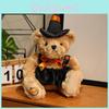 Witch Teddy Halloween Bear Plush Doll With Pumpkin Pattern Festive Decor Gifts