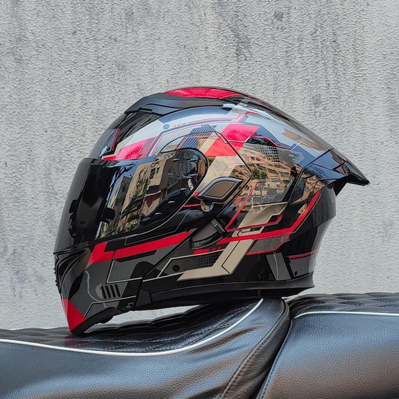 E5GOrz Откидной Мотошлем для Мужчин и Женщин – Интеграл, Всесезонный со Слотом для Bluetooth, Большим Задним Спойлером, Сертифицирован 3C