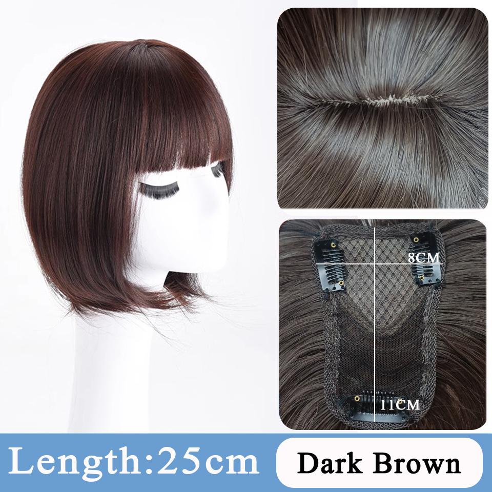 10-ДЮЙМОВЫЙ синтетический короткий прямой топпер на заколке для наращивания волос, натуральный пушистый топ, искусственная часть волос с заколкой для челки