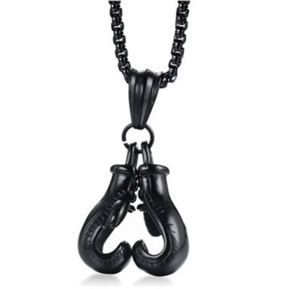 Stainless Steel Chain Double Boxing Gloves Pendant Necklace - Perfect for Fitness Enthusiasts and Sports Lovers
