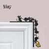 Door Corner Embellishment Metal Mouse Topper, Funny 6 Mice And Cheese Slice Frame Decor, Unique Craft Cute Rats Wall Art Sign for Living Room,