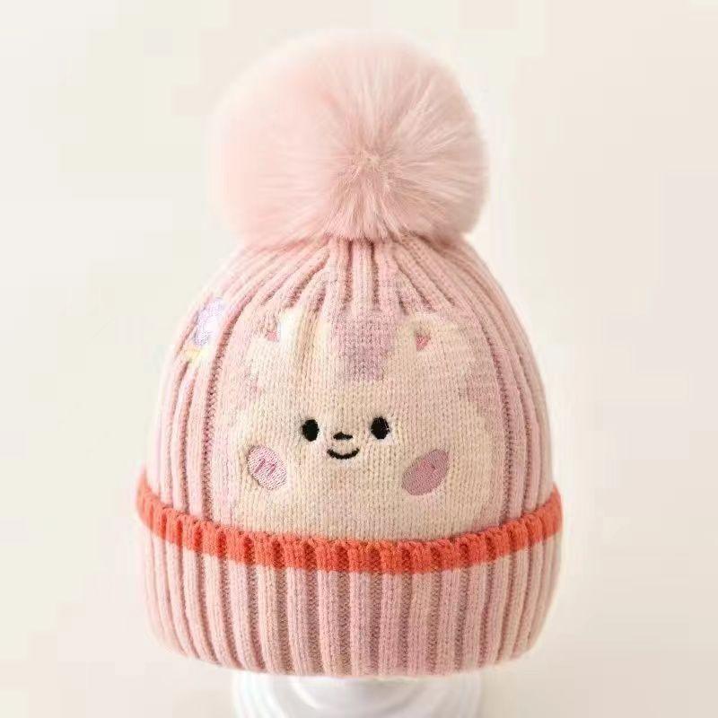 Children's Knitted Wool Hat Cartoon Cute Winter Boys and Girls Winter Baby Hat Warm Ear Protection