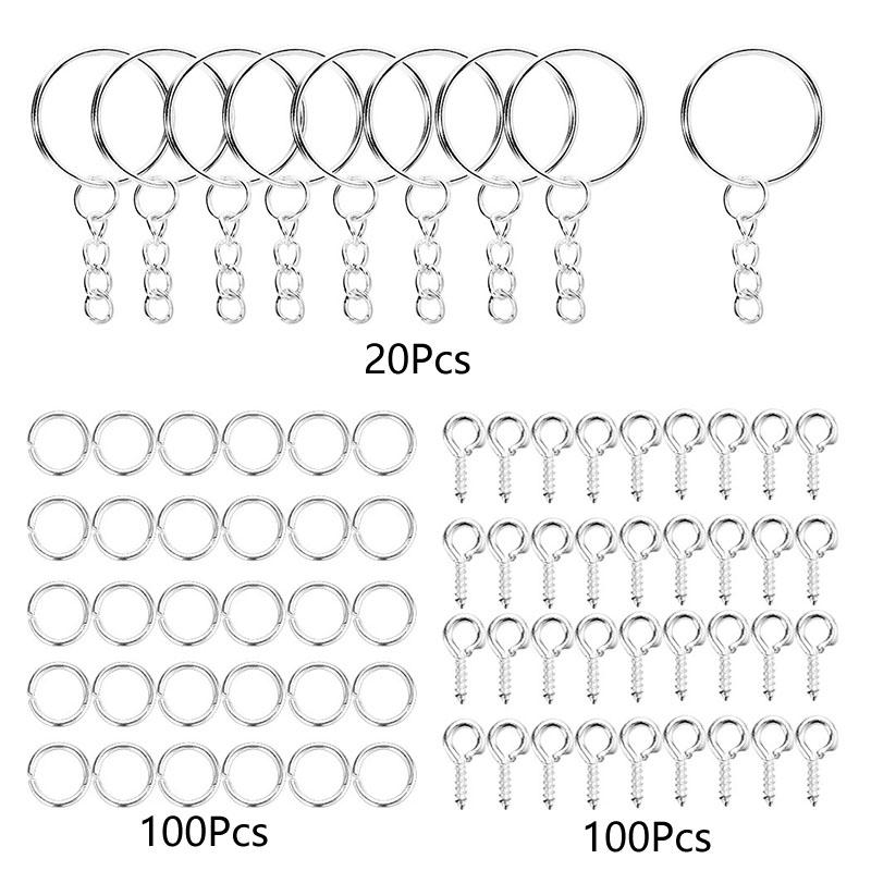 110/220Pcs Jewelry Making Jump Rings Key Ring Eye Pins Keychain Kits Key Chain Epoxy Resin
