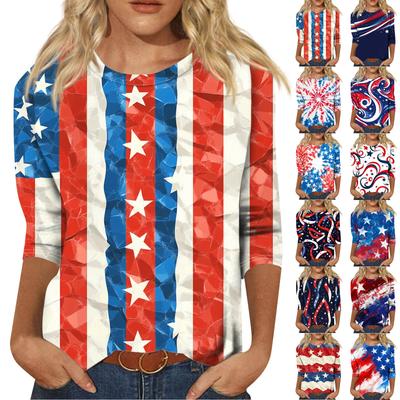 Женская футболка Повседневная футболка с принтом «День независимости», джемпер с круглым вырезом