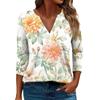Women's T Shirt Tee Printed 3/4 Sleeve Daily Weekend Fashion Basic V Neck Regular Top