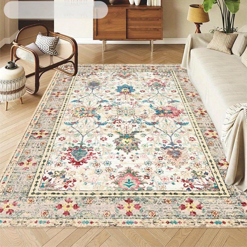 Bohemian Nordic Vintage Style Area Rug, Soft Carpet Non-Slip Backing, for Living Room, Bedroom, Study, Dining Room, Office Use