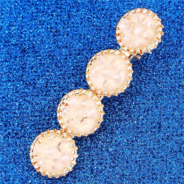 Alloy 4 Round Circle Hair Clips Jewelry Engagement Fashion Pearl Water Drop