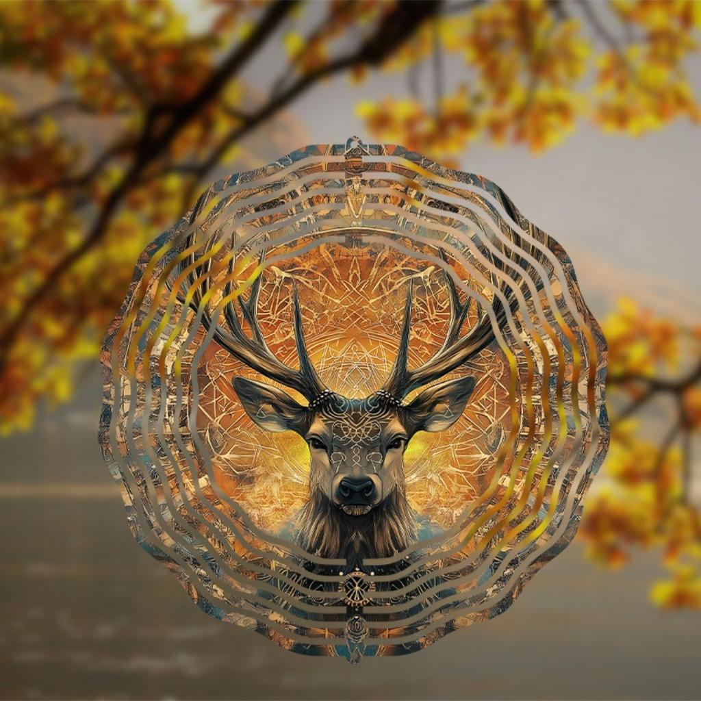 10-дюймовый ветряной спиннер «Олень» с колокольчиком для декора открытого сада, балкона, вращающийся крюк, элегантный подарок на весну-лето