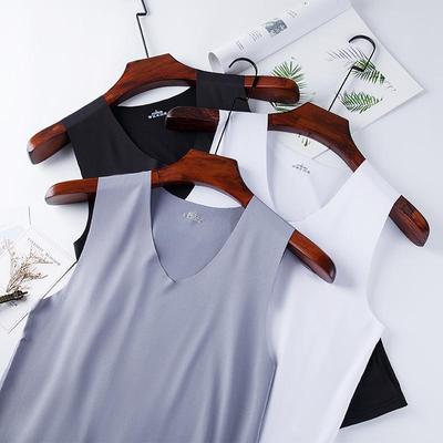 Мужская облегающая бесшовная майка из ледяного шелка - Без рукавов, Дышащая, Спинка-борцовка, Летняя спортивная фитнес