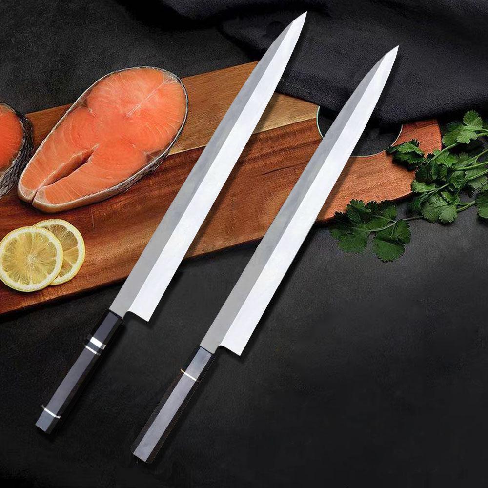 Нож для сашими Одностороннее лезвие Сталь 10Cr15MoV Нарезка Лосось Ветчина Филетирование Рыба Тесак Янагиба Японские Кухонные Ножи