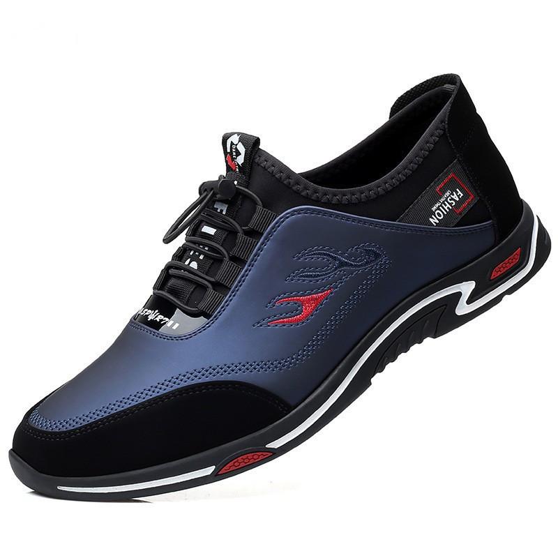 Trendy Leather Low-Top Men'S Casual Shoes Fall New Style Slip-On Board Shoes Comfortable Plastic Upgraded Version Adult Footwear