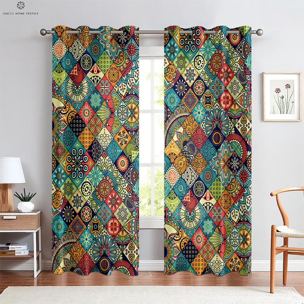 Красочные клетчатые занавески, ретро-богемный стиль, подходят для спальни, гостиной, украшения балкона, украшения дома