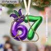 Mardi Gras Number 67 Acrylic Ornament, Festive Hanging Decor for Mardi Gras Celebrations, Party Favors, Home Wall Decor,Carnival Themed Event Supplies