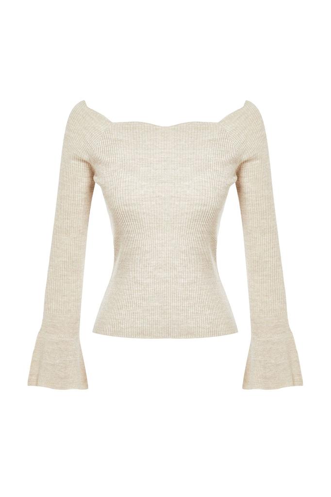 Women's Elegance Style Sweater Stone Carmen Collar Knitwear Sweater