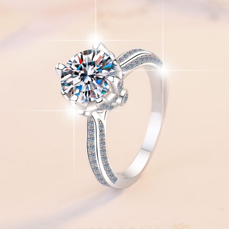 D Color Moissanite Women's Ring S925 Sterling Silver Ring 1/2 Carat Ring Engagement Diamond Ring Wedding Ring Gift for Girlfriend