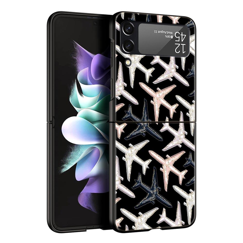 Чехол для телефона Z Flip 4 для Samsung Galaxy Z Flip 3 5G ZFlip3 Flip3 zflip Flip4, черный жесткий чехол для ПК, чехол для самолета с картой мира, дорожный чехол