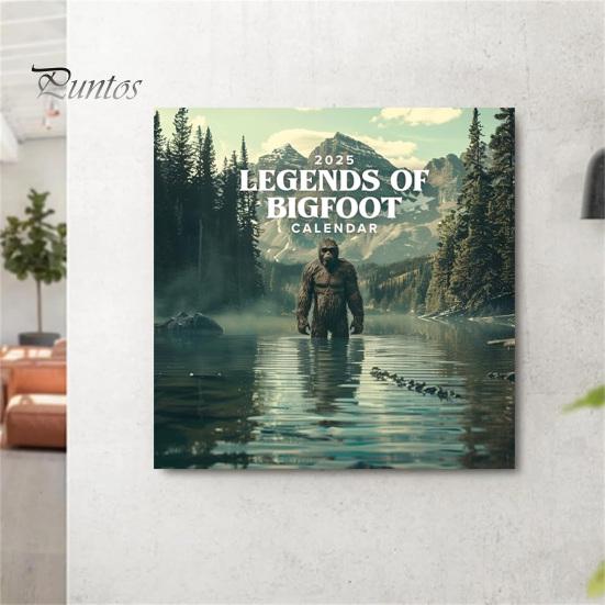 Настенный календарь 2025 года «Легенды снежного человека» Ежемесячный календарь-планировщик Подвесной календарь с иллюстрациями снежного человека для любителей приключений