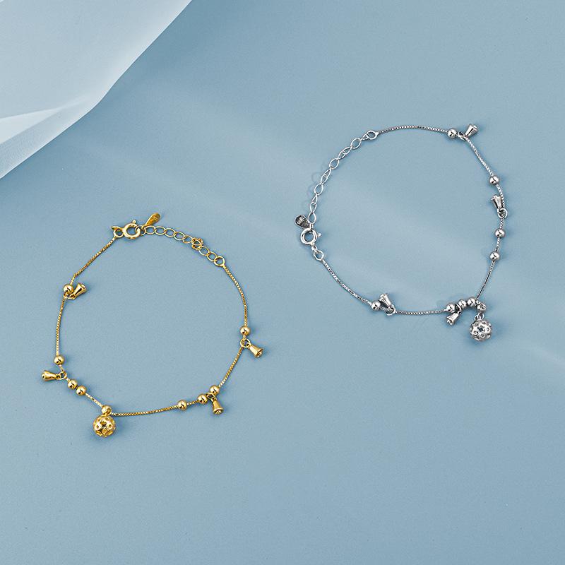 S925 Серебряный ретро-браслет с дворцовым колокольчиком для девочек Ins High-end Girlfriend Интернет-знаменитость, браслет с бусинами