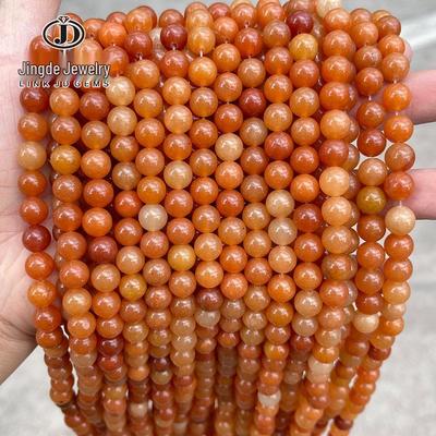 Jinde Jewelry Натуральный красный авантюрин круглые бусины для изготовления браслетов и аксессуаров своими руками.