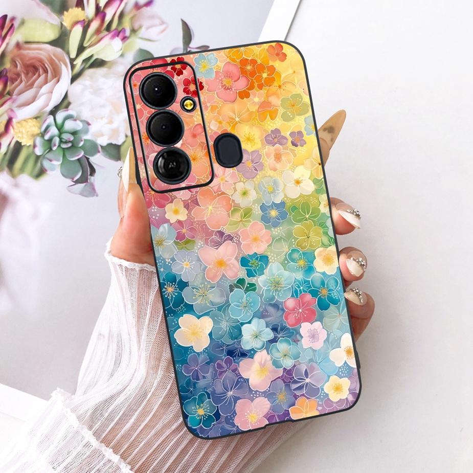 Чехол для Tecno Pop 6 GO BE6j Милый Цветок Бант Расписной Чехол Мягкий ТПУ Чехол для Телефона Для Tecno Pop 6 Pro BE8 Pop6 GO Задняя Крышка Coque