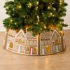 26/28-Inch LED Gingerbread Christmas Tree Collar Xmas Tree Skirt with String Light Xmas Artificial Trees Stand Base Ring Cover Decoration