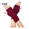 Elegant Winter Arm Warmers Women Ribbed Wrist Warmers, Stretchy Cable Knitted Fingerless Gloves, Retro Twist Texture Sleeves Soft Warm Mitten,