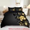 Черный Золотой Цветочный 3D Принт Пододеяльник Дизайн в Ретро Стиле Цветы Мягкий Удобный Для Подростков Взрослых Чехол для Одеяла Наволочка