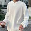 Men's Long Sleeve Pullover V-Neck Loose Casual Top Plus Size Loose Striped Long Sleeve