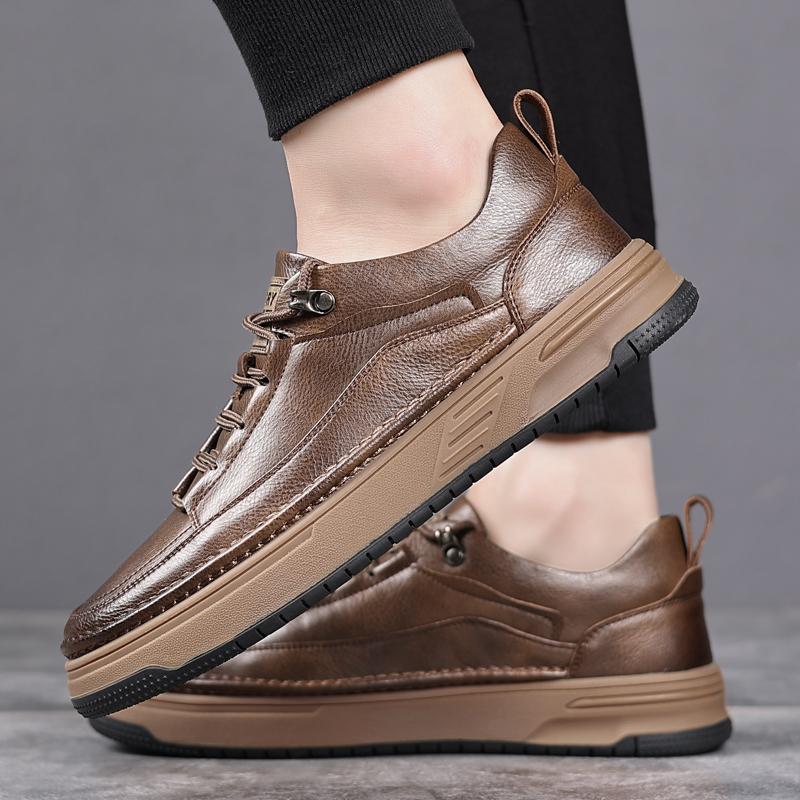 Fashion British Style Men Casual Leather Shoes Fashion Trend Outdoor Antiskid Oxford Shoe Leisure Flat Designer Antiskid Vulcanized Shoe