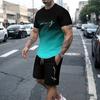 Summer Men's Casual Suit Street Fashion Loose and Comfortable T-Shirt Outdoor Sports Running Shorts Novel Text Printing