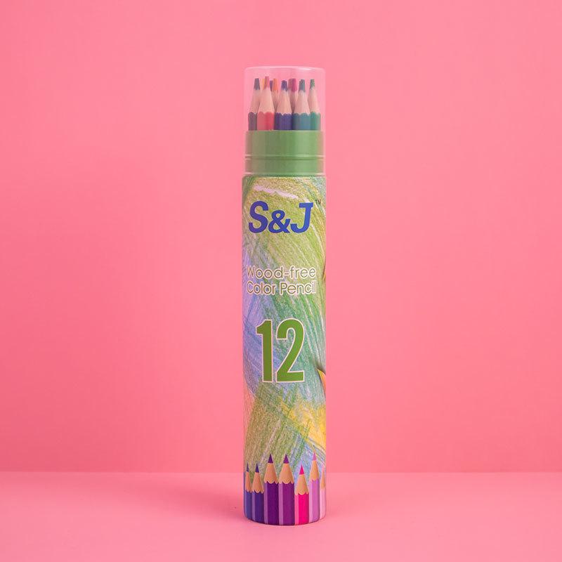 Oil-Based Colored Pencils Set - 24 Colors for Primary School Drawing & Painting