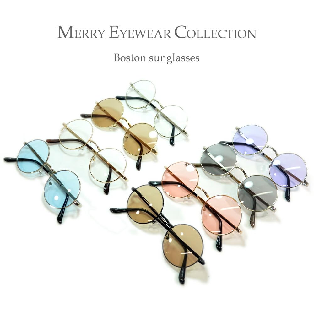Солнцезащитные очки Date Glasses Round Boston Round Glasses Light Color Lens Light Color [MERRY PLEASURE] Мужские Женские