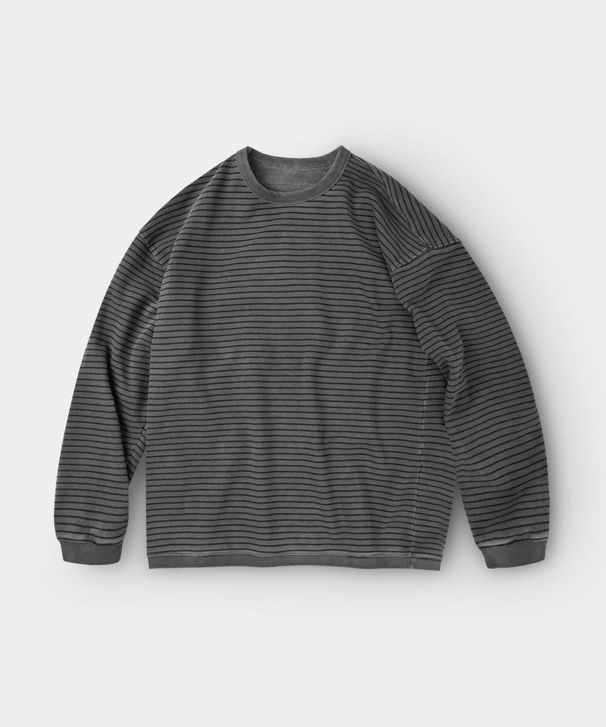 INDUST Pig-Dyed Easy Stripe Sweatshirt_Moon Gray