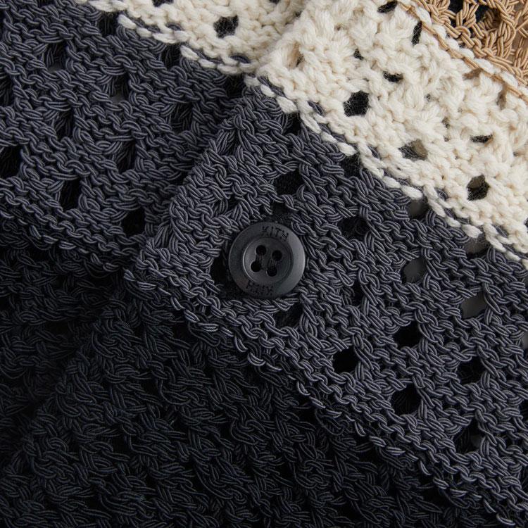 Kith Мужская трикотажная рубашка с короткими рукавами в полоску и цветными блоками Thompson Crochet, черная KHM031095-001