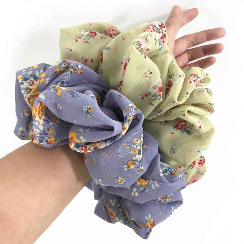 Большая резинка для волос эластичная шифоновая резинка с цветочным принтом малайзийский пучок резинка для волос большого размера объемная малайзийская резинка