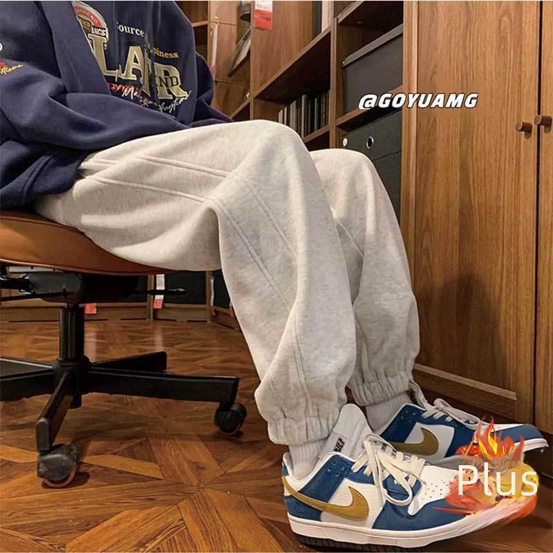 Мужские серые спортивные брюки широкого кроя, модель 2023 года, свободный крой, шаровары, идеально подходят для строительных площадок осенью и зимой.