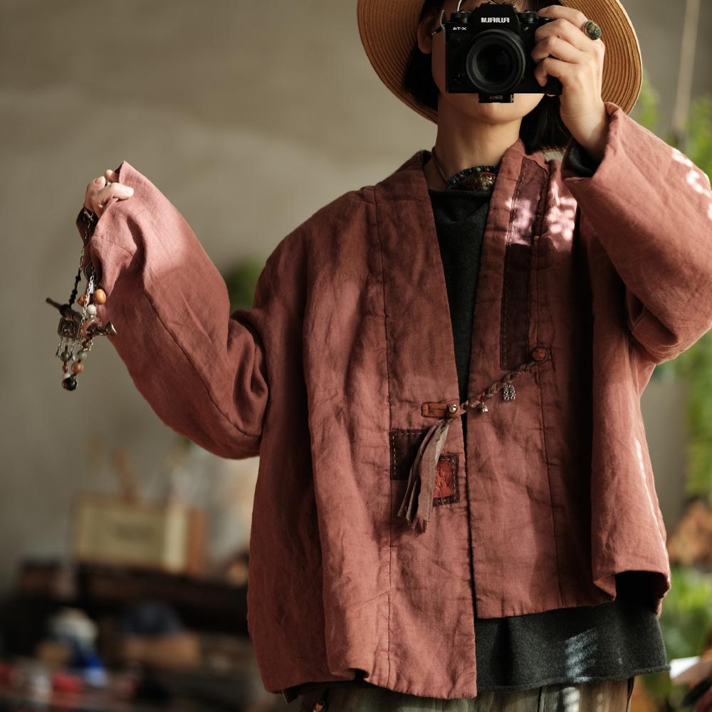 Johnature Винтажные женские лоскутные пальто с V-образным вырезом и длинными рукавами, осенние пальто на одной пуговице