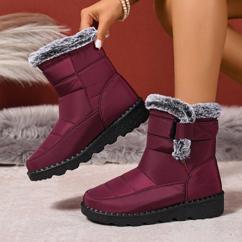 Thermal Snow Boots for Women - Waterproof Mid-Calf Winter Shoes with Anti-Slip Sole & Slavic Embroidery