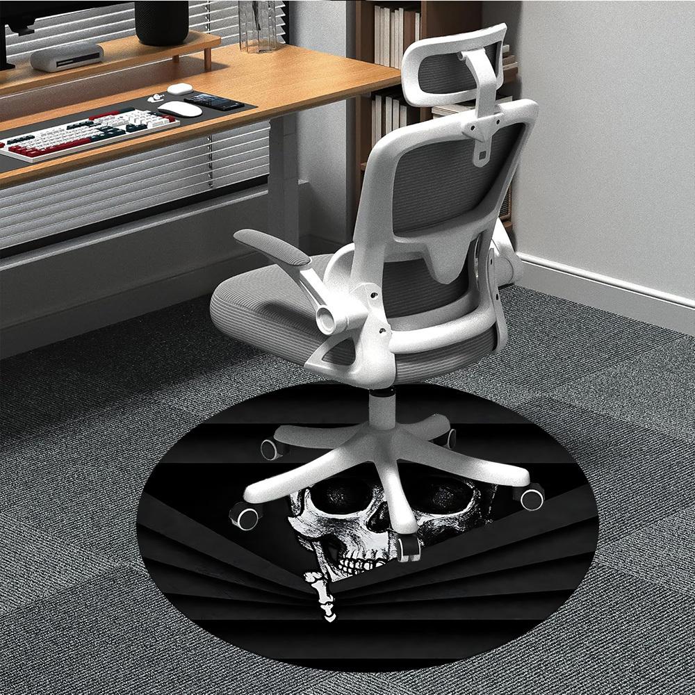 1pc Skull Pirate Office Round Area Rug,  Mat Suitable For Office, Under Office Chairs Bedroom Living Room Home Decor, Room Deco