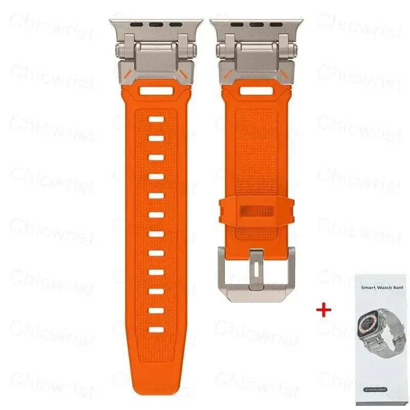 Мягкий ремешок для Apple Watch Ultra 2 49 мм 45 44 42 46 мм Металлический коннектор из нержавеющей стали Браслет из ТПУ iWatch 10 9 8 7 6 SE 5 4