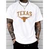 Мужская футболка с надписью Texas, европейский размер - Повседневная летняя футболка с коротким рукавом, дизайн с головой быка штата Техас, с круглым вырезом