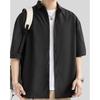 [foveitaa] men's shirt summer clothes short sleeve Plain color ice silk cold sensation Cool feeling big size Relaxing simple fashionable casual simple