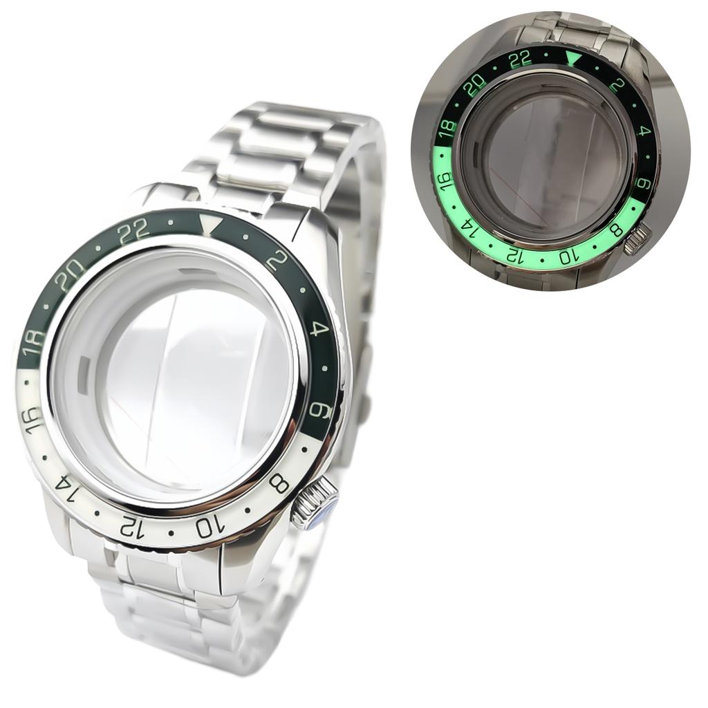 44 мм Корпус Безель Ремешок для часов Подходит для 32 мм Циферблата Для Seiko Grand GMT NH35/34/36/4R35A/4R36A Автоматический Механизм Сапфировое Стекло Модификация Частей