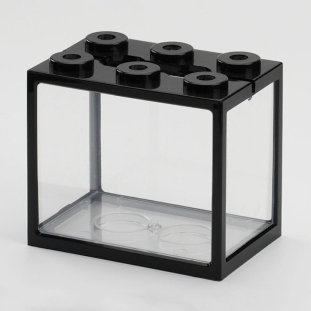 LED Lamp Betta Fish Tank Plastic Breeding Box Creative Building Block Aquarium Desktop Ornament