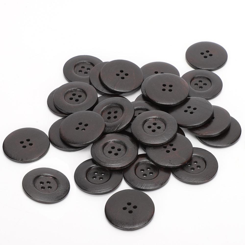 30pcs 40mm Craft Sewing Buttons 4 Holes Round Wood Buttons Vintage Style Coat Buttons DIY Crafts
