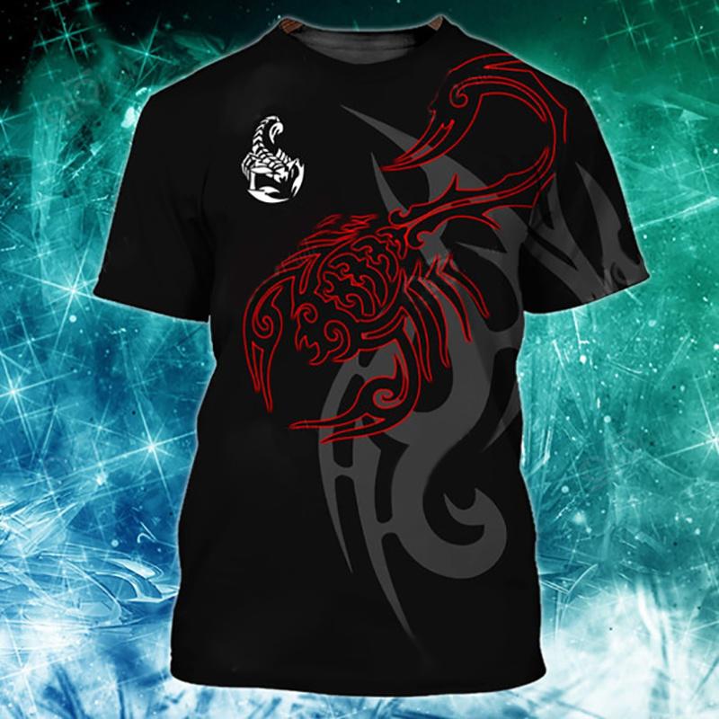 Футболка с принтом скорпиона 3D для мужчин, классные футболки с рисунком животных, летние повседневные футболки с короткими рукавами и круглым вырезом, свободные уличные футболки