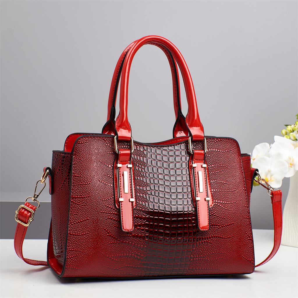 New Fashion Splicing Large Capacity Shoulder Bag Crocodile Pattern Embossed Trend All Matching Handbag Light Luxury Women's Bag