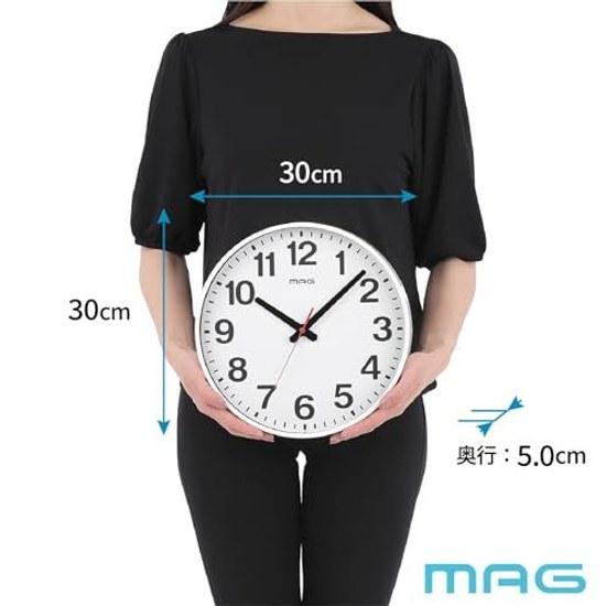 MAG Wall Clock Analog Silent Continuous Second Hand Diameter 30.0 cm Simple Standard Stylish Easy Read White W-802A WH-Z Noah Seimitsu