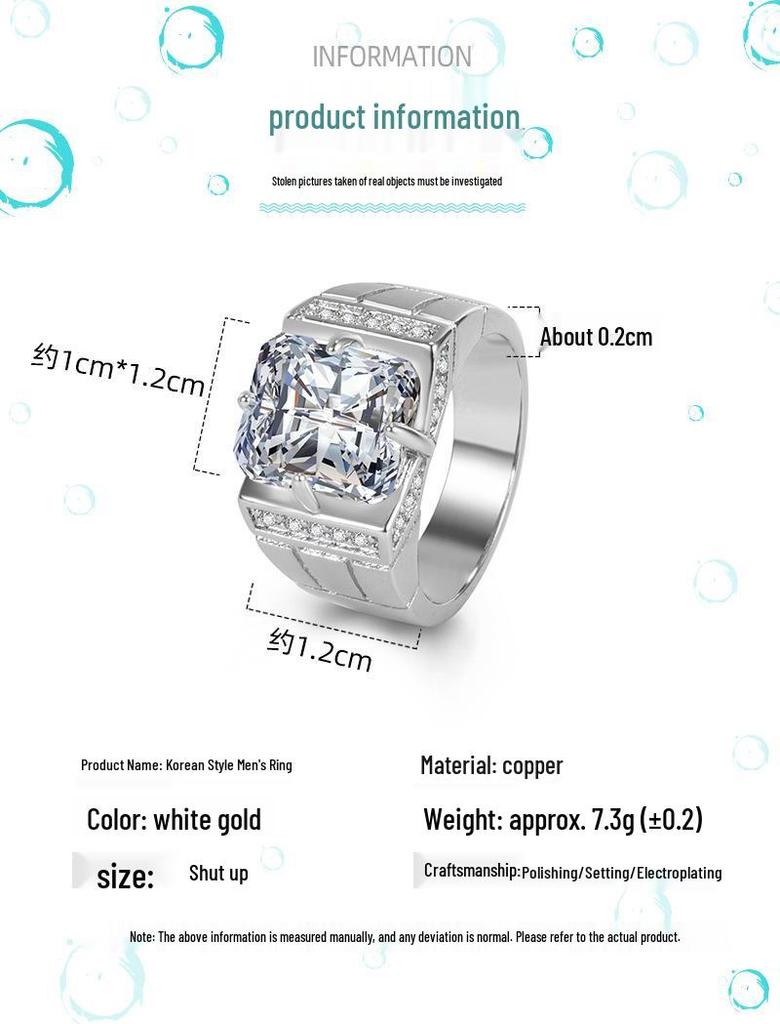 Men's Rhinestone Emerald and Sapphire Ring - European/American Style, Multi-Color Domineering Design Jewelry
